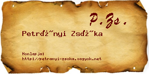 Petrányi Zsóka névjegykártya